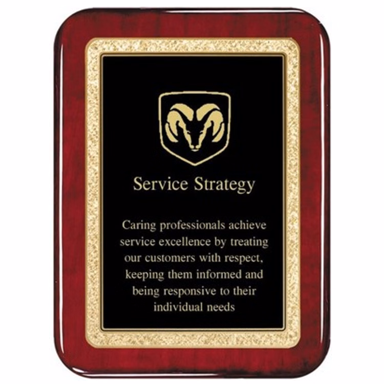 Rosewood Radius Plaque Solid Brass Engraving Plate 7" x 9" Award