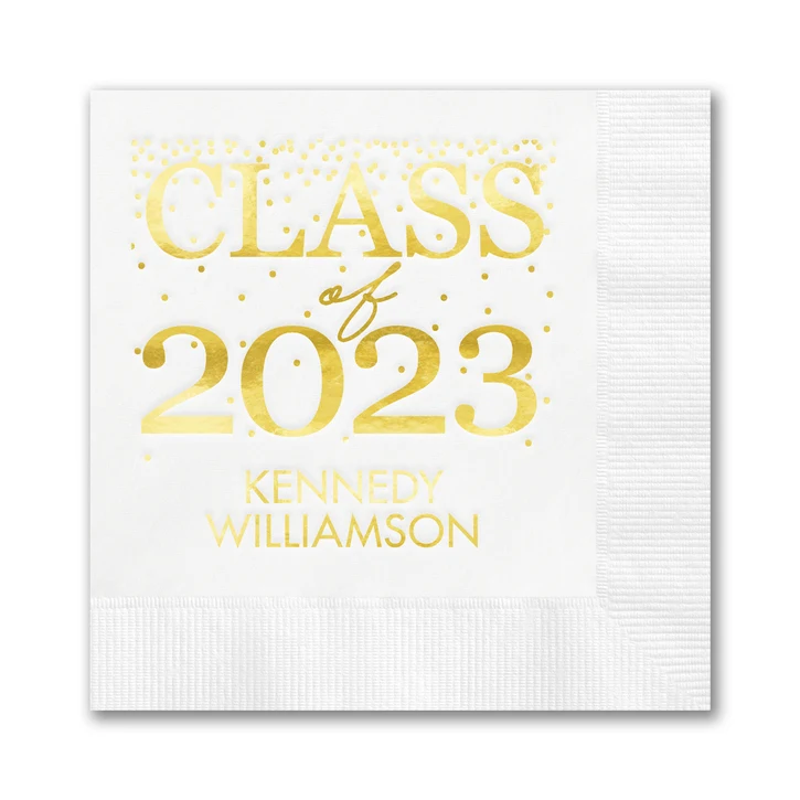 Classy Confetti Dots Foil Beverage Napkin 1