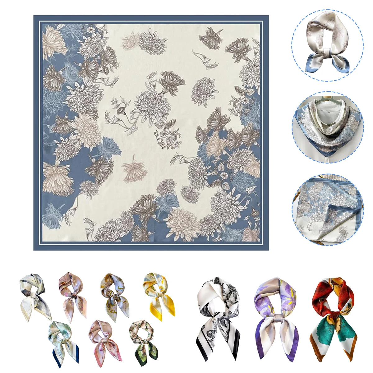 Custom Silk Bandanas For Hair Neck 1
