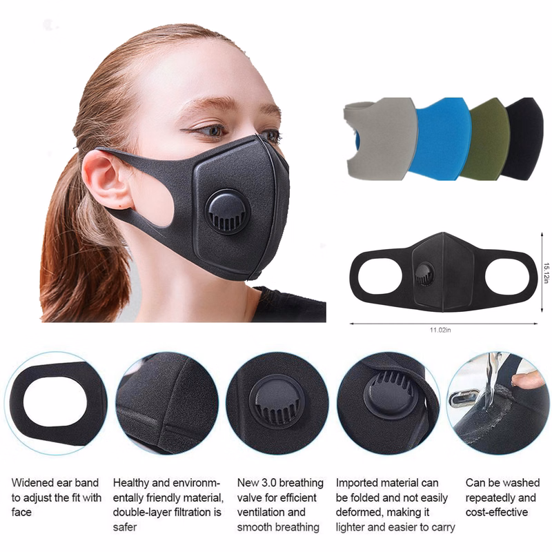 2 Layer Sponge Face Mask With valve