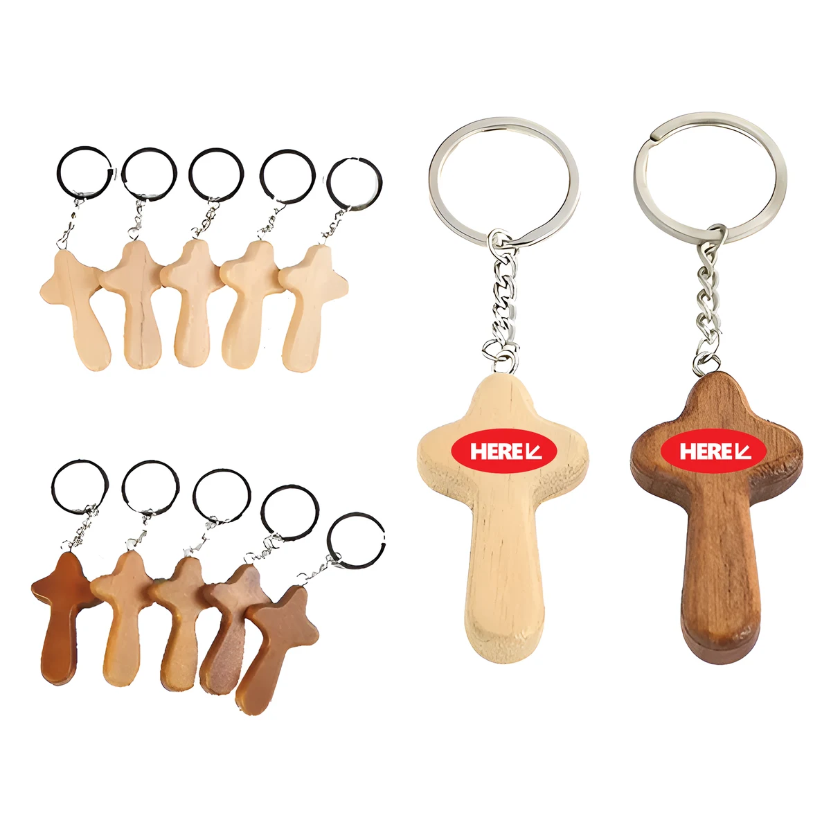 Multipurpose Durable Wooden Crafts Baptism Cross Key Chains 1