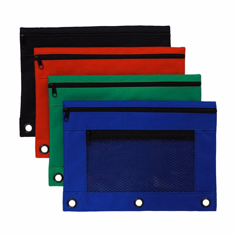 BigBox 3-Ring Reinforced Mesh Pencil Pouches Dual Zipper