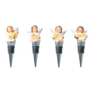 Elegant 4 Piece White Wings Angel Cupid Wine Stopper Set 1