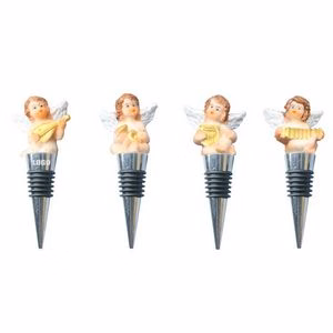 Elegant 4 Piece White Wings Angel Cupid Wine Stopper Set