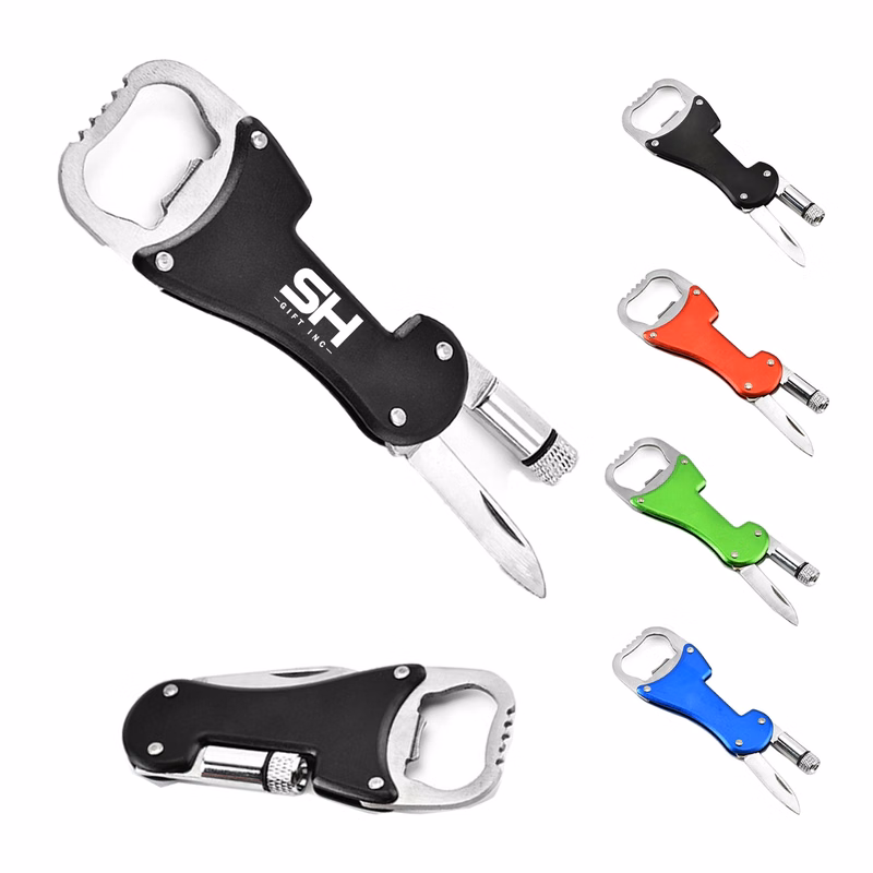Bottle Opener Folding Knife with LED Light