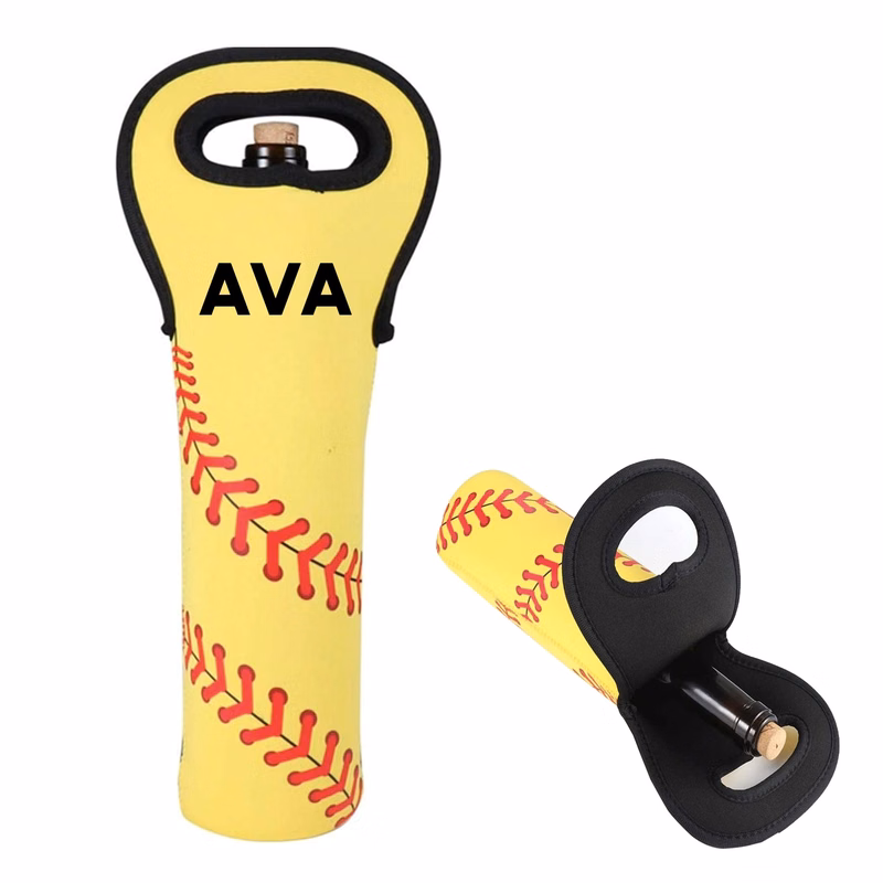Neoprene Baseball Wine Bottle Sleeve