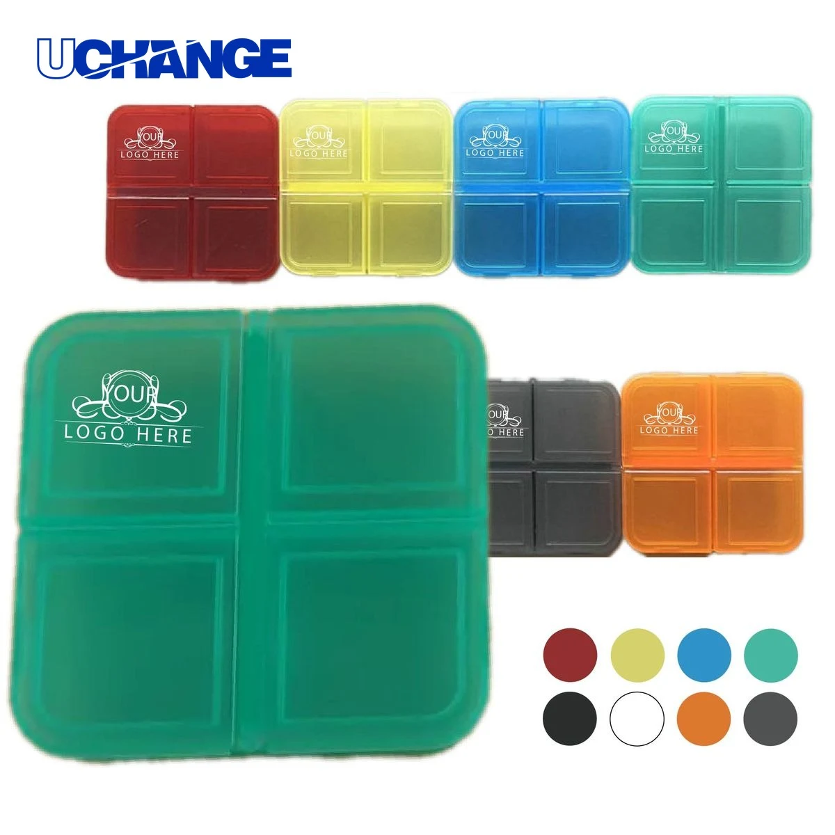 Health Pill Box with 4 Dividers Organizer 1