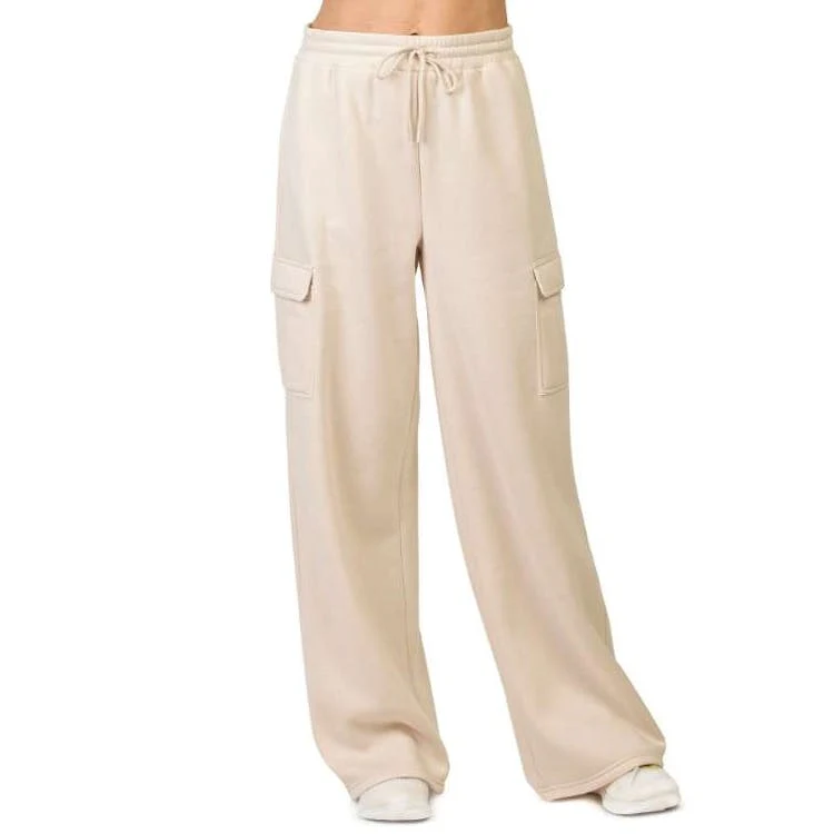 Ladies Fleece Cargo Pants Small Oat 1