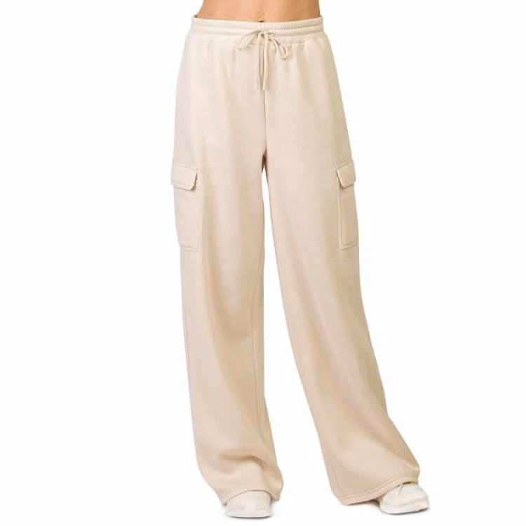 Ladies Fleece Cargo Pants Small Oat