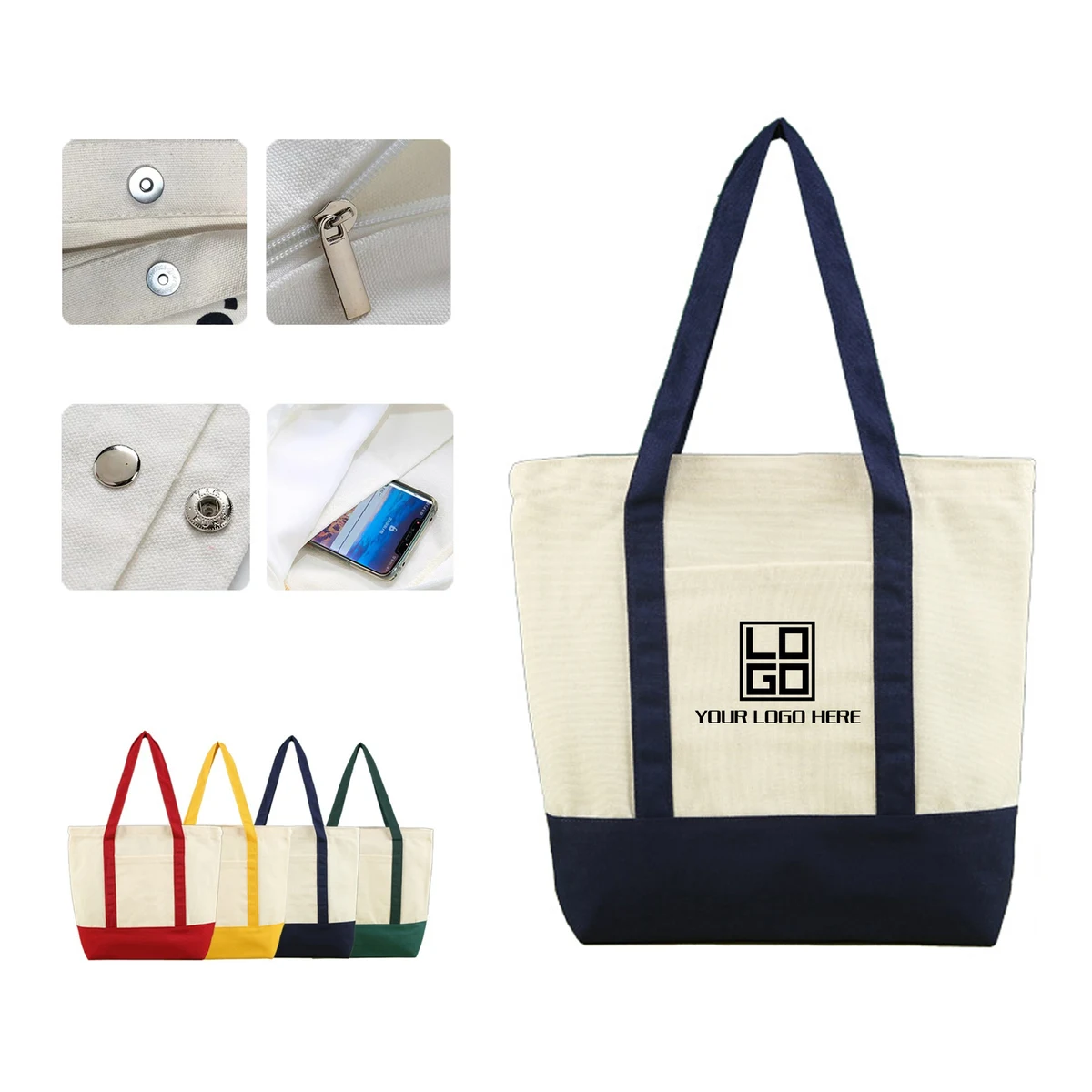Customizable Stylish Canvas Tote Bag, custom tote bag with logo imprint 1