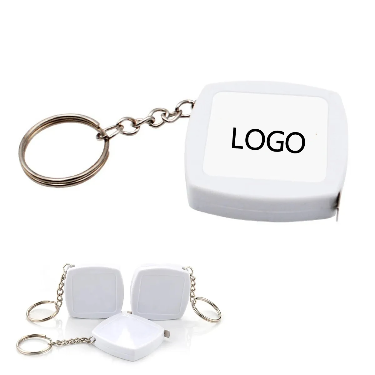 Square Mini Steel Tape Measure With Keychain 1