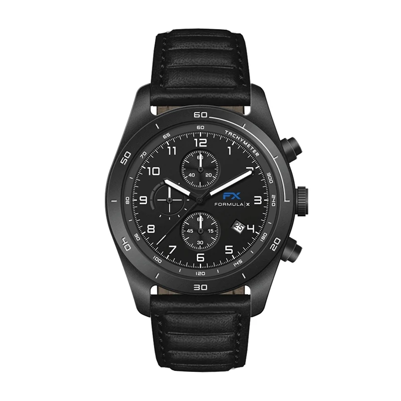 WC6508 42MM STEEL BLACK CASE, CHRONOGRAPH MVMT, BLACK DIAL, DTE DISPLAY, LEATHER STRAP, FLAT MINERAL CRYSTA 1