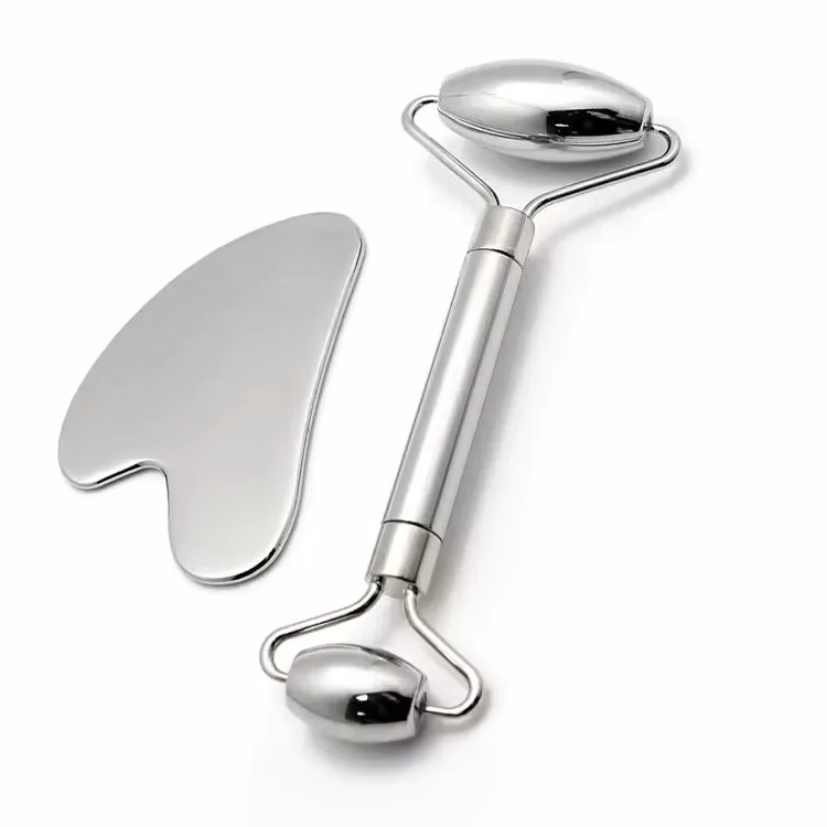 Stainless Steel Gua Sha And Facial Roller Gift Set