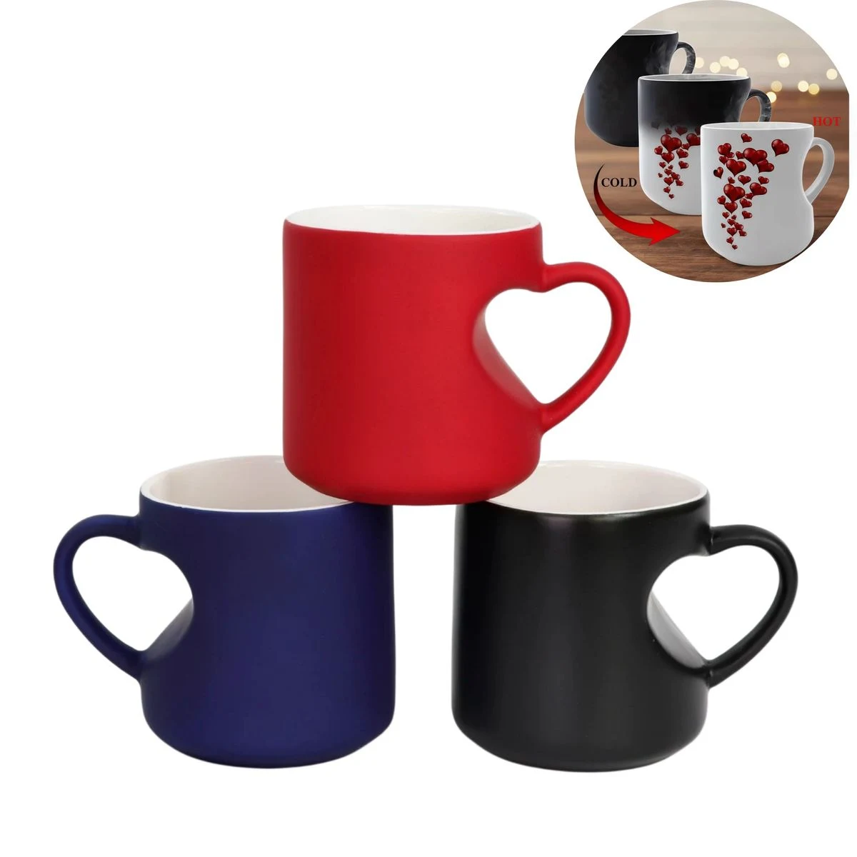 Color Changing Heart Thermochromic Coffee Mug - OCEAN 1