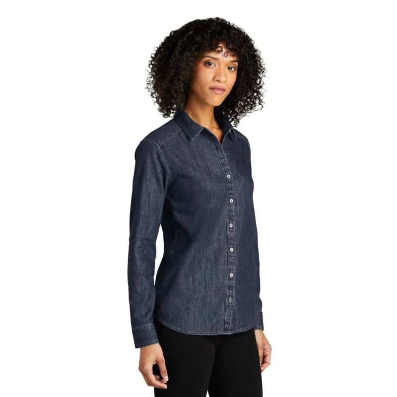 Port Authority Ladies Long Sleeve Perfect Denim Shirt 1