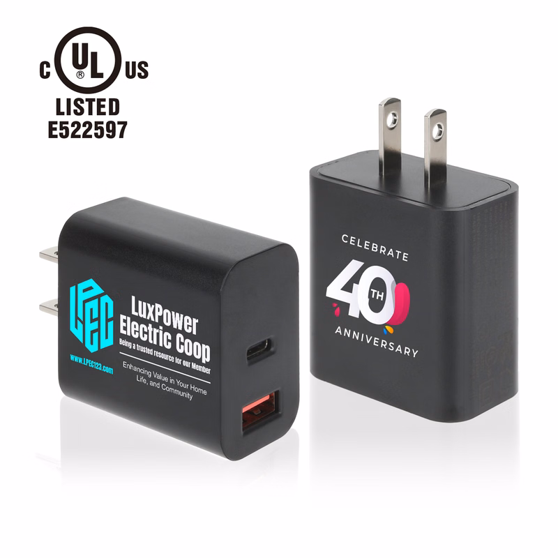UL Listed 20W 2-Port Wall Charger With Dual Outputs
