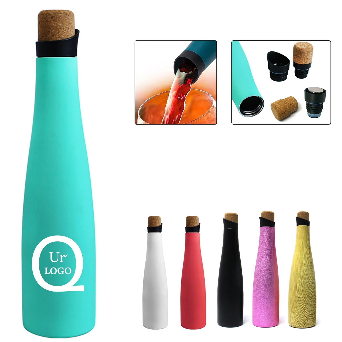 18 Oz Stainless Steel Wine Bottle, custom water bottle with logo imprint 1