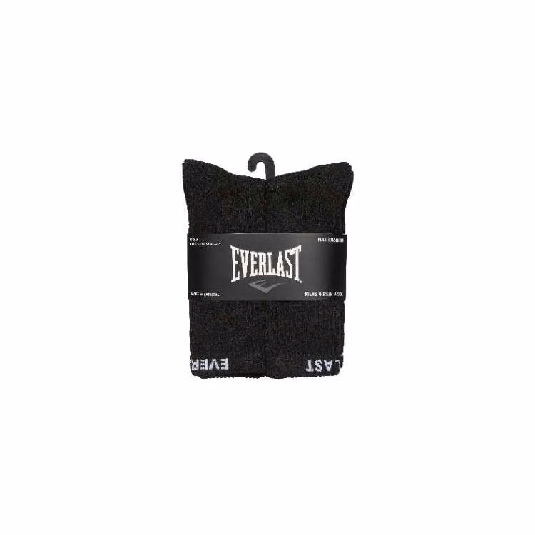 Everlast Men's Full Cushion Banded Crew Socks - 6 Pack Black