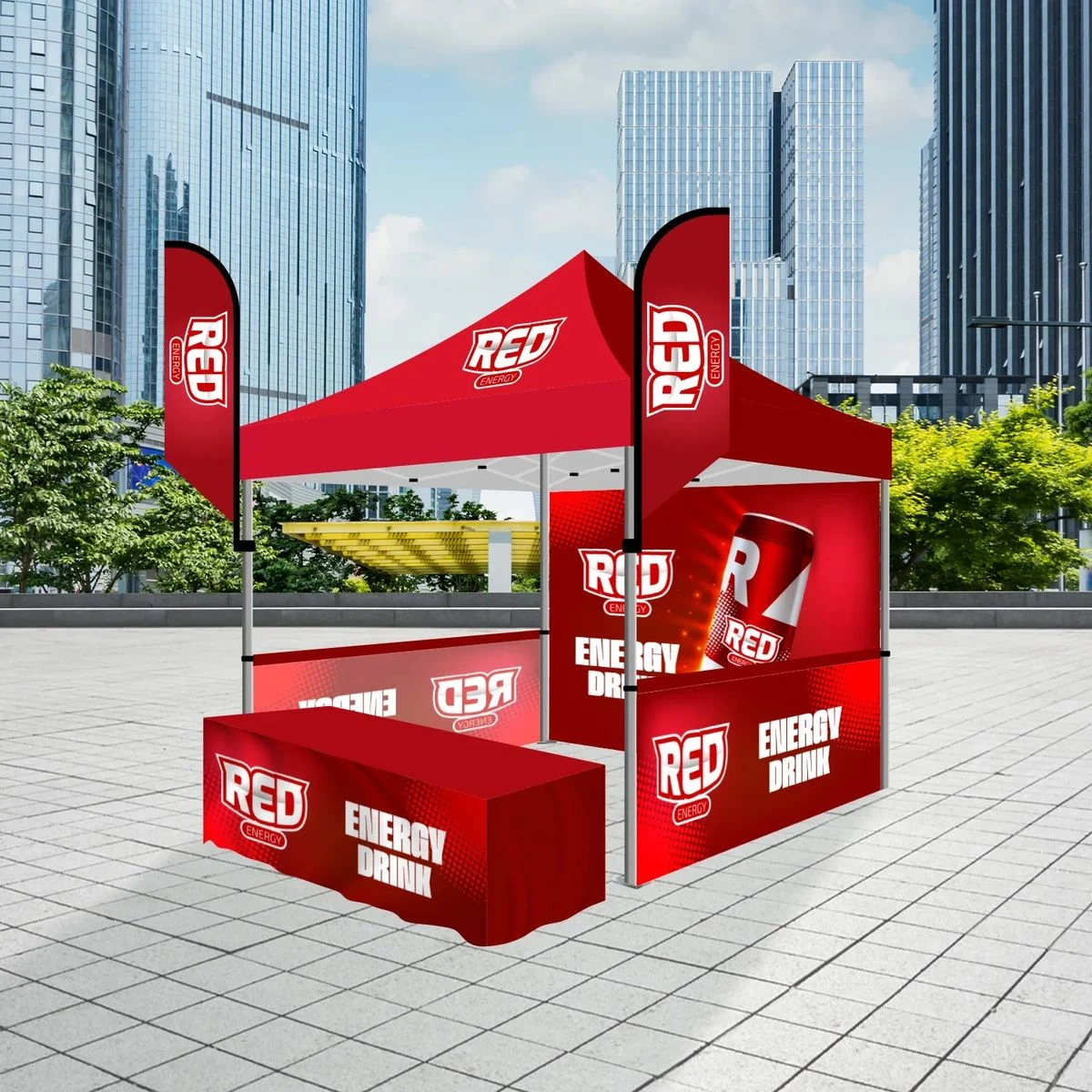 Deluxe 10x10 Premium Tent Kit w/ Banners & 6' Table Cover 1