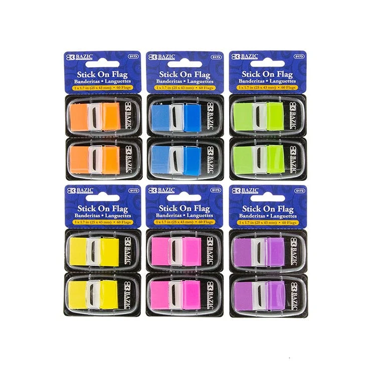 Stick On Flags - 30 Flags Assorted Neon Colors 2 Pack 1