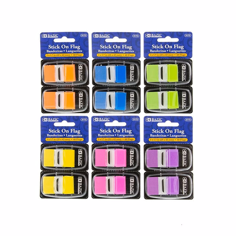 Stick On Flags - 30 Flags Assorted Neon Colors 2 Pack