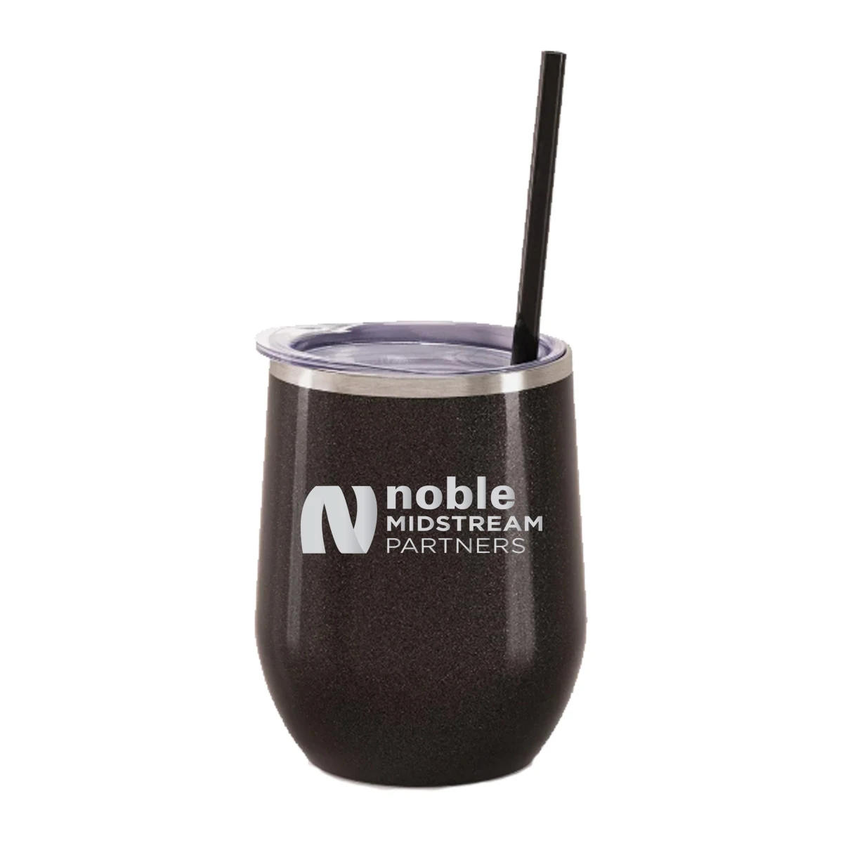 12 Oz. Maars Glitter Black Bev Steel Stainless Steel Wine Tumbler 1
