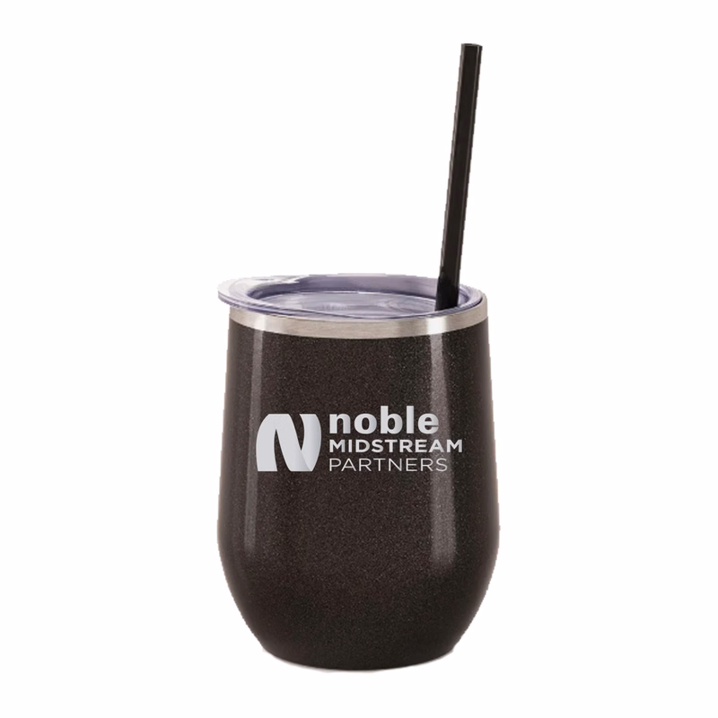 12 Oz. Maars Glitter Black Bev Steel Stainless Steel Wine Tumbler