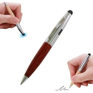 Mini Wooden Twist Writing Pen With Stylus 1