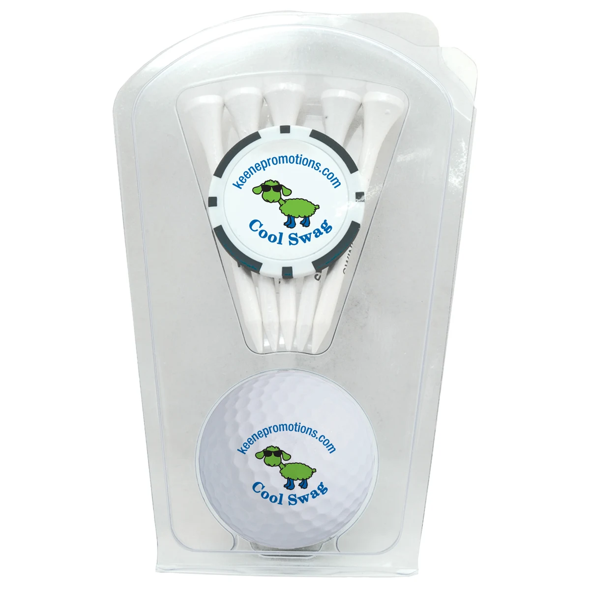 1-Ball 1-Poker Chip 5-Tee Clam 1