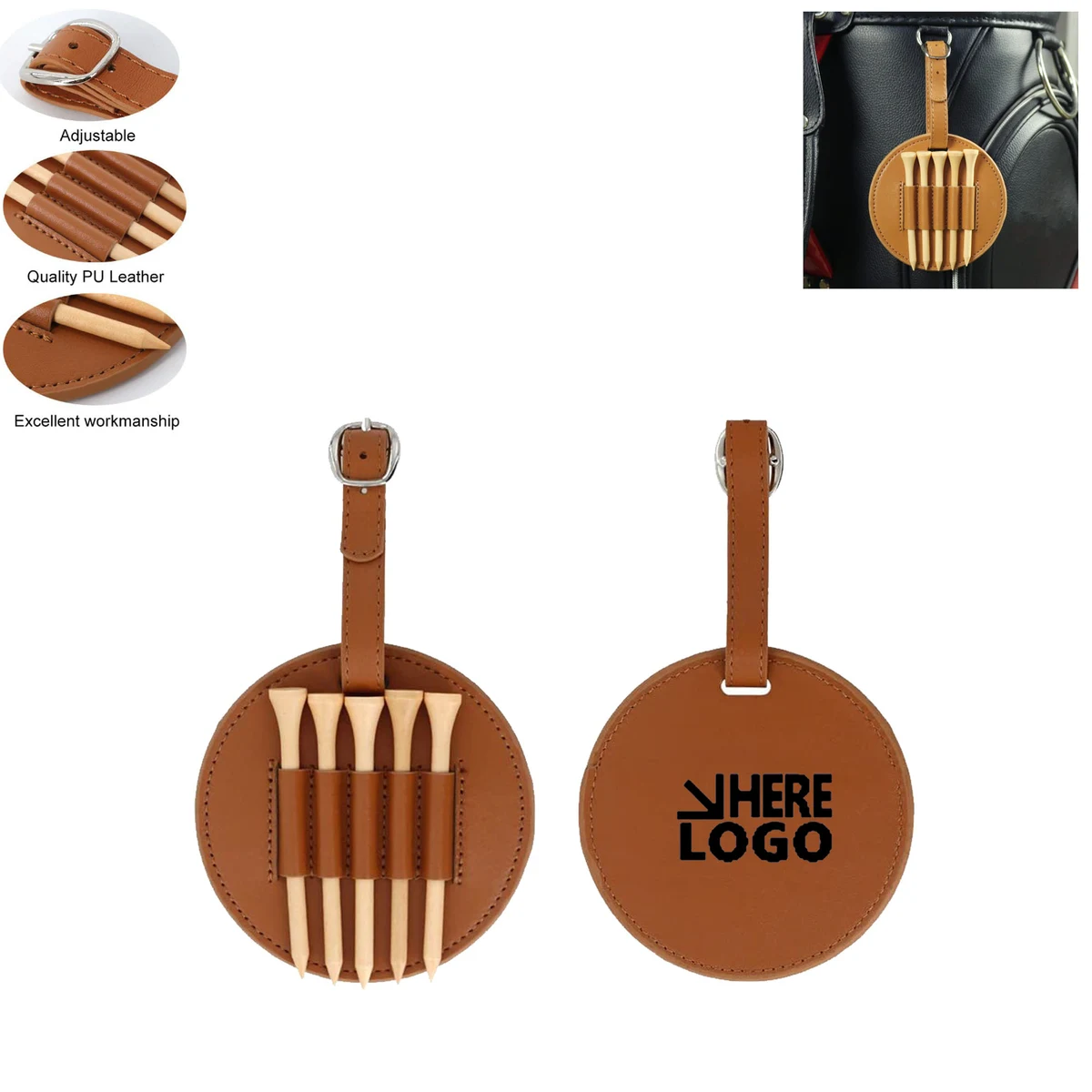 Custom Golf Ball Nail Leather Hanging Waist Storage Set 1