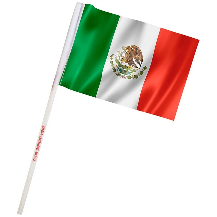 4" x 6" Mexico Imprinted Staff Polyester Stick Flags 1
