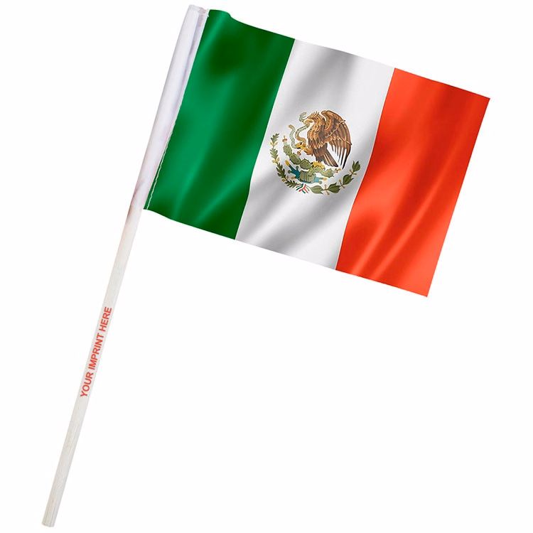 4" x 6" Mexico Imprinted Staff Polyester Stick Flags