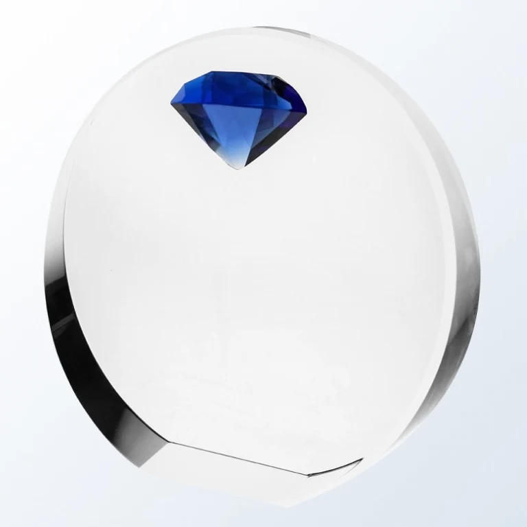Blue Diamond Circle Optic Crystal Award - Large 1