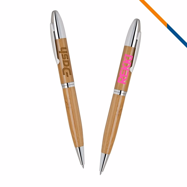 Custom 5.5 inch Bamboo Ballpoint Pen Twist Action — Sustainable Brand Gift