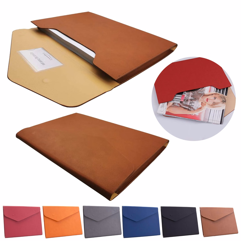 PU Leather A4 File Folder with Invisible Magnetic Closure