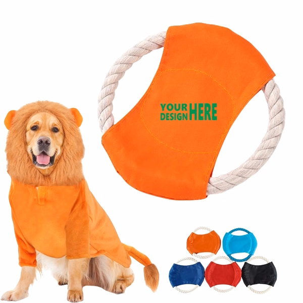 Custom 7.1 Inch Nylon Flying Disc Dog Toy with Rope Design — Pet Promotional Gift