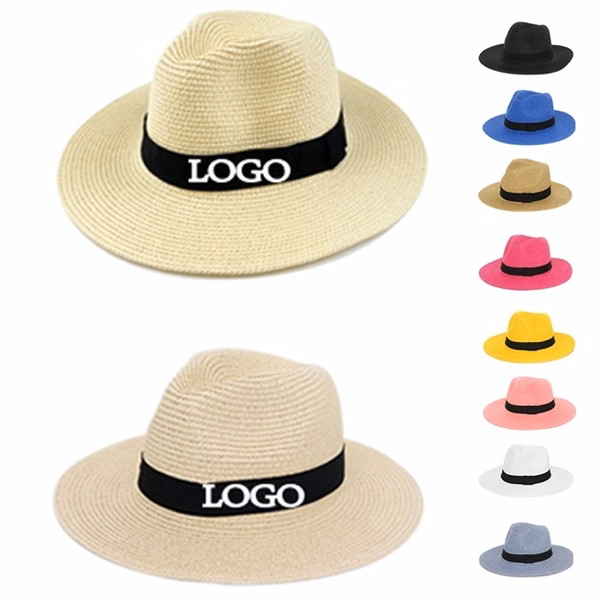 Straw Panama Hat with Ribbon Trim