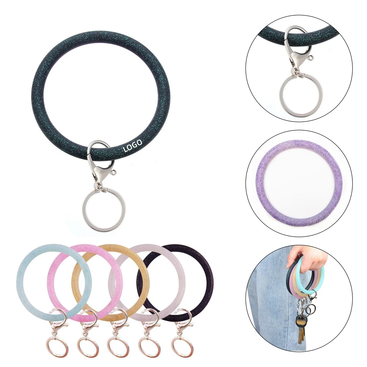 Wristlet Keychain Circle Silicone Bangle Keyring 1