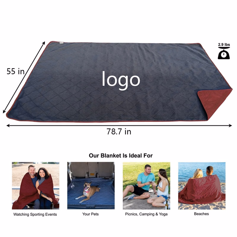 Outdoor waterproof thick polyester camping blanket