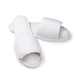 Woman's Open Toe Terry Velcro Closure Slipper 1