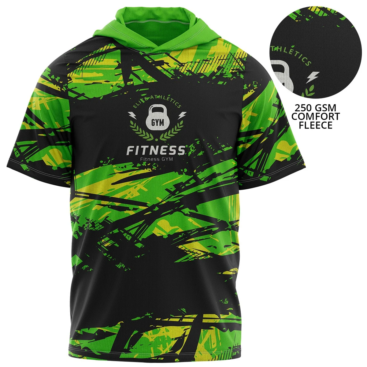 Unisex 250 GSM Comfort Fleece Sublimated Short Sleeve Pullover Hoodies 1