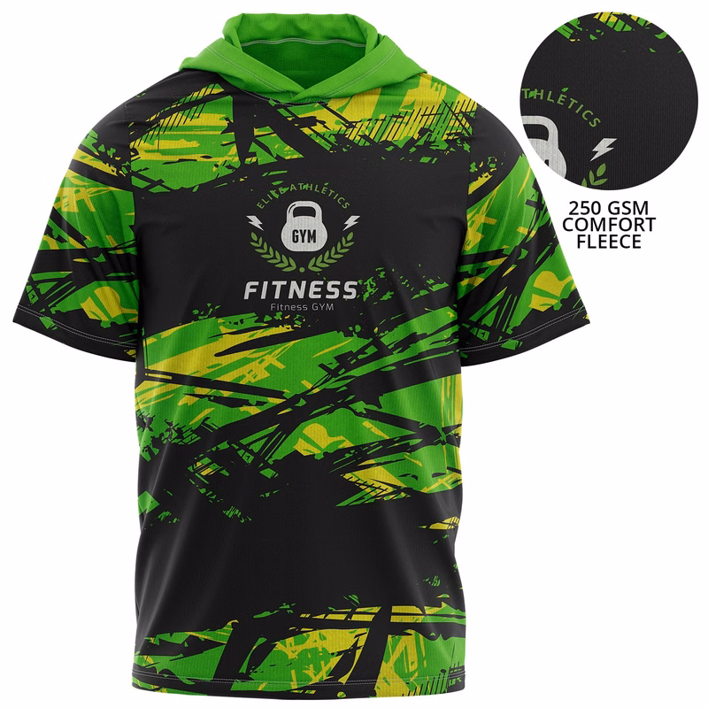 Unisex 250 GSM Comfort Fleece Sublimated Short Sleeve Pullover Hoodies