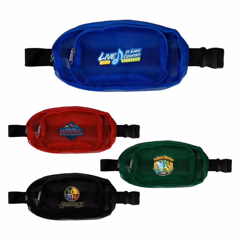 Recycled Multi-Pocket Mesh Fanny Pack