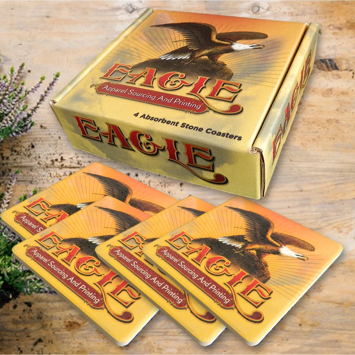 Any 4 Coasters in Printed Custom Corrugated Box 1
