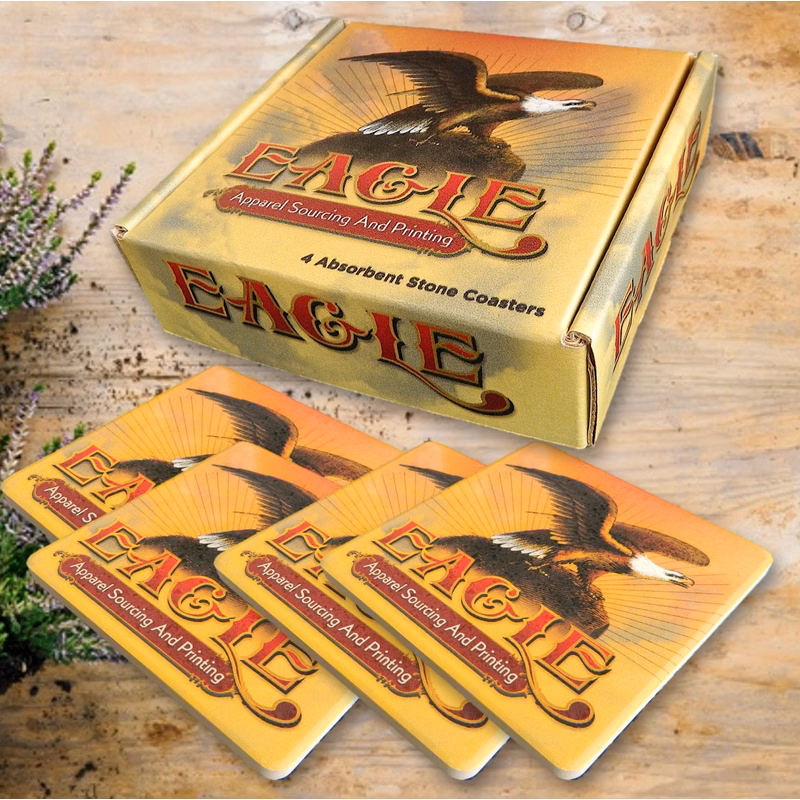 Any 4 Coasters in Printed Custom Corrugated Box