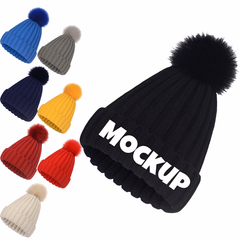 Classic Ribbed Ski Hat with Pom