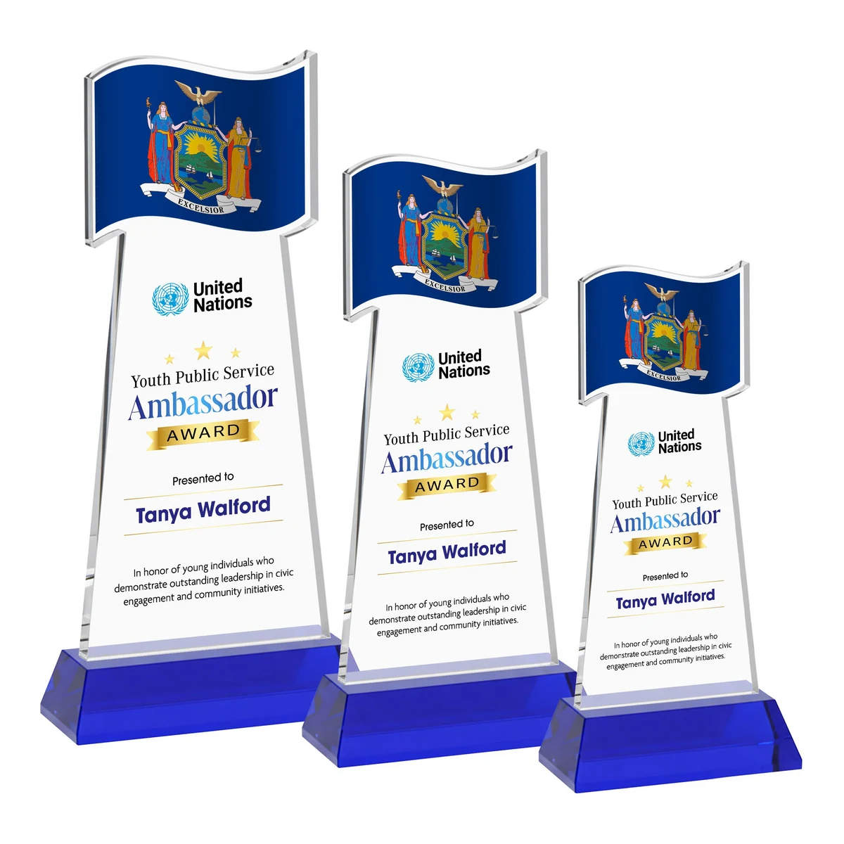 Flag VividPrint™ Award on Hartford Base - Blue 1