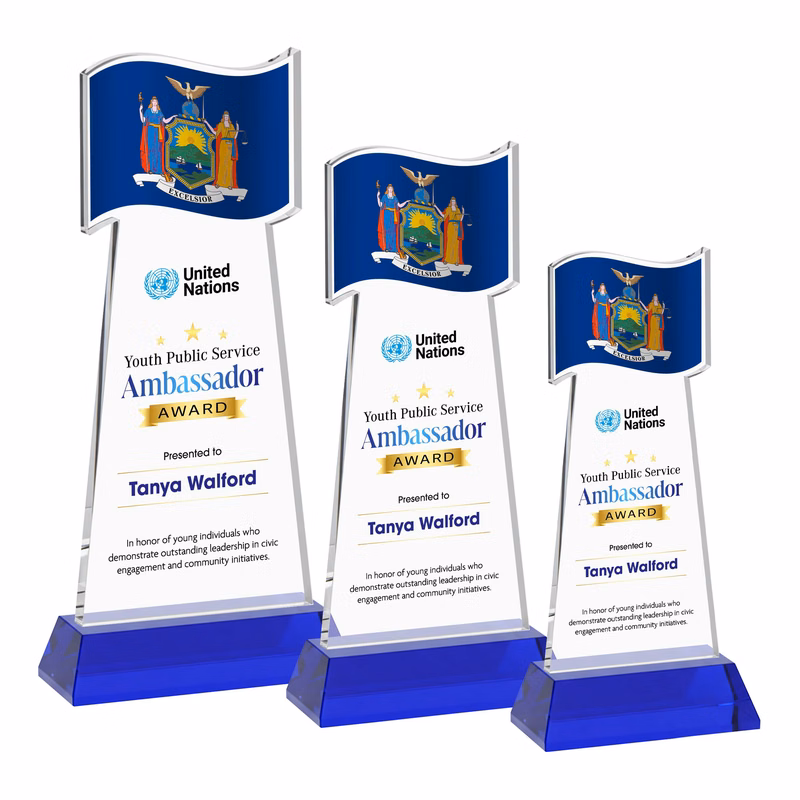 Flag VividPrint™ Award on Hartford Base - Blue