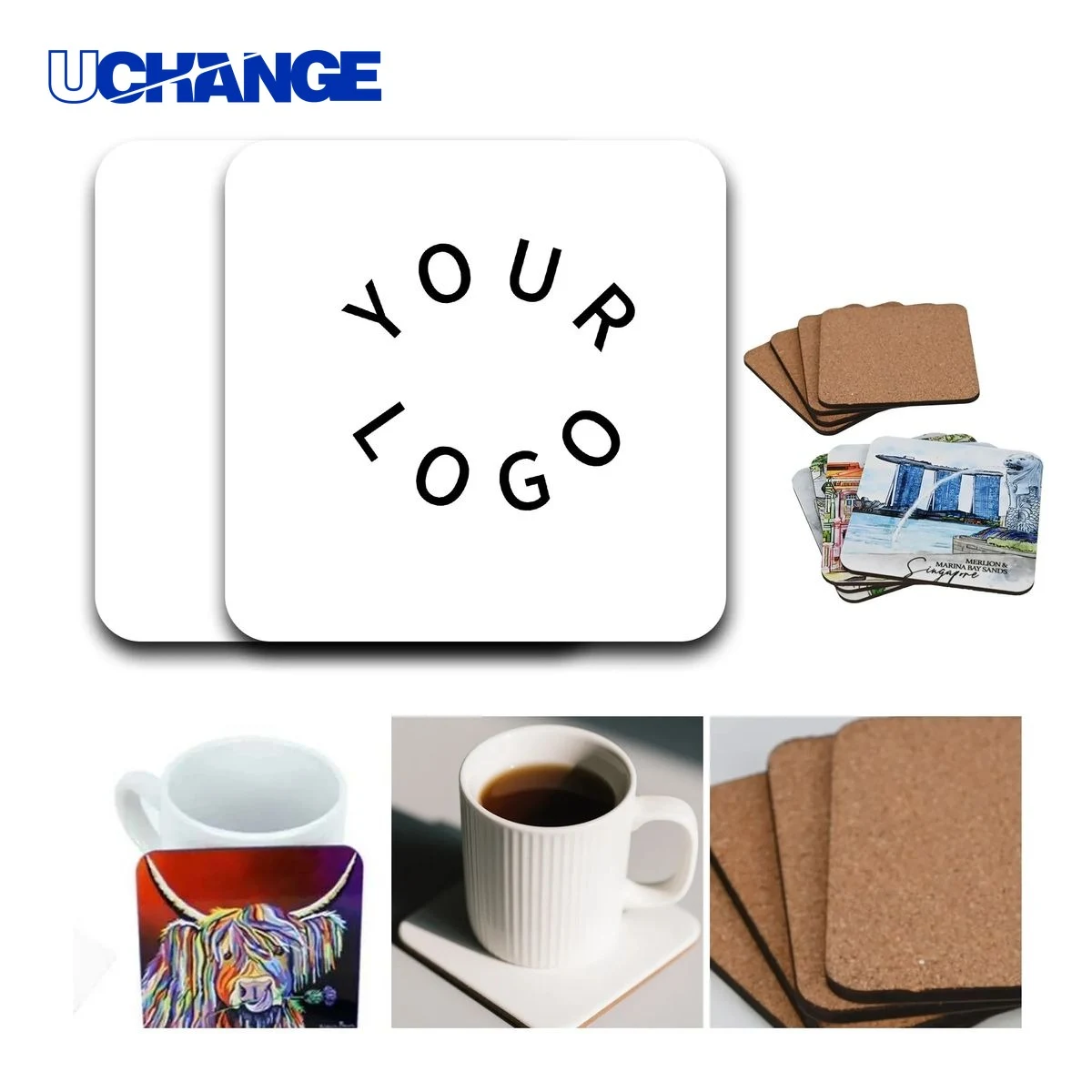 Square Cork Drink Coaster Table Mat 1