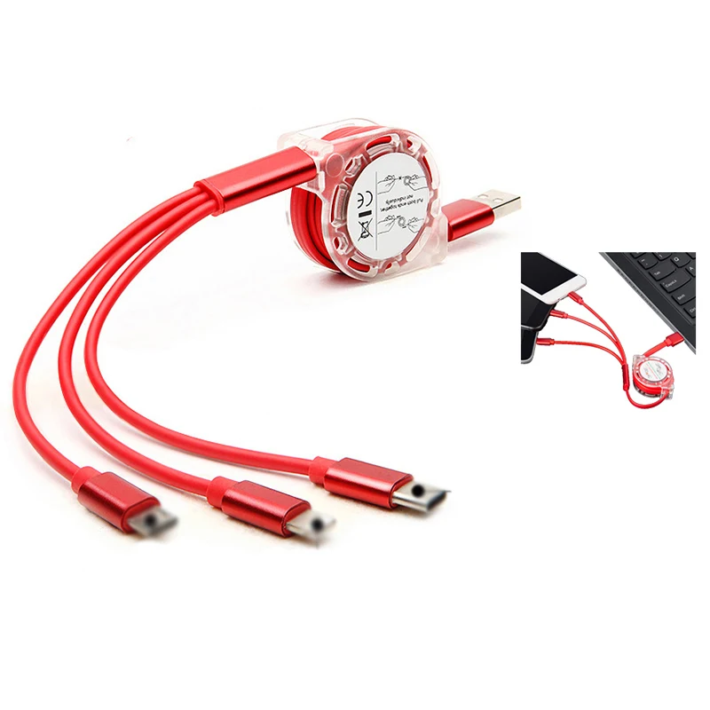 3 In 1 Retractable USB Data Cable 1